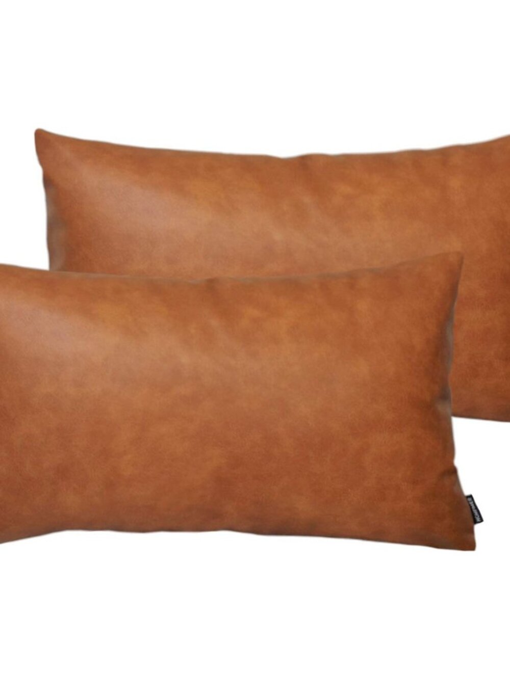 Set of 2 Thick Faux Leather Lumbar Throw Pillow Covers 12x20, Modern Farmhouse